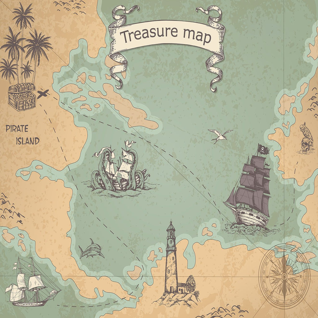 Decorative Background with Compass Ancient Treasure Hunt Map Backdrop ...