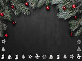 Christmas Black Wood Board Decored With Grand Fir And Red Berry Photography Backdrops IBD-24205