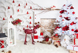 White Christmas Background for House Decoration IBD-24173 - iBACKDROP-chr, chri, chris, christ, christm, Christmas Backdrops, Christmas Background, christmas tree, deer, Gate, New Arrivals, photography backdrops, white