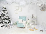 White Style Christmas Decorations Christmas Tree Photography Backdrops IBD-24201